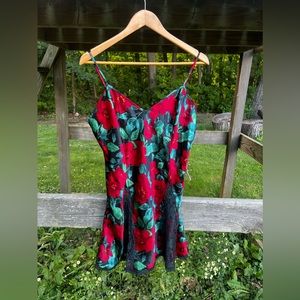 VTG  victoria secret lingerie dress flower gold label polyester large Babydoll